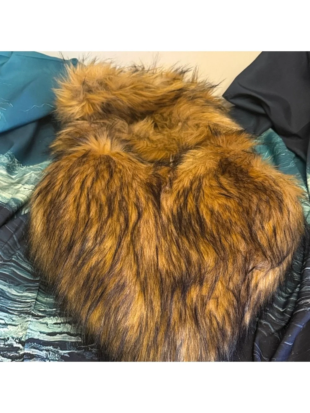 Over-the-Knee Faux Fur Boots with Heart Shaped Bag in Chestnut Brown
